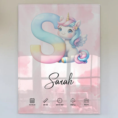 Acrylglas Bild Buchstabe S Rosa Aquarell personalisiert Geburt