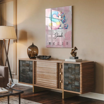 Acrylglas Bild Buchstabe S Rosa Aquarell personalisiert Geburt