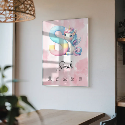 Acrylglas Bild Buchstabe S Rosa Aquarell personalisiert Geburt