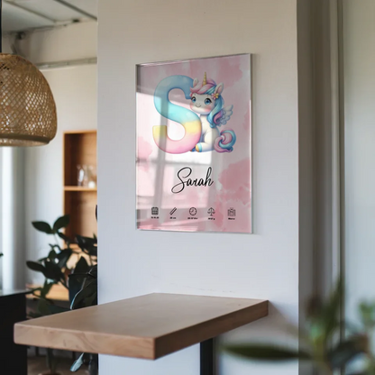 Acrylglas Bild Buchstabe S Rosa Aquarell personalisiert Geburt