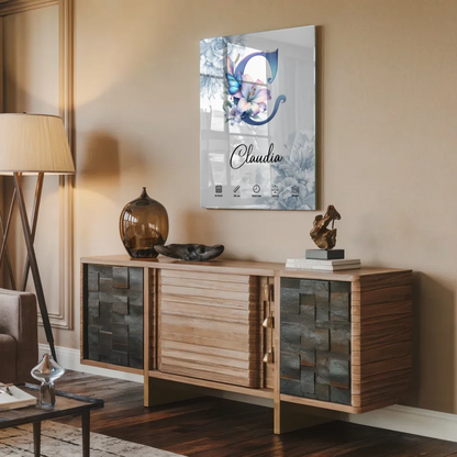 Acrylglas Bild Anfangsbuchstaben Buchstabe C Blüten Blau Geburt