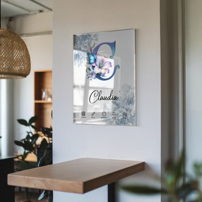 Acrylglas Bild Anfangsbuchstaben Buchstabe C Blüten Blau Geburt