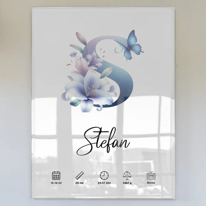 Personalisiertes Acrylglas Bild Buchstabe S für Geburt A-Z