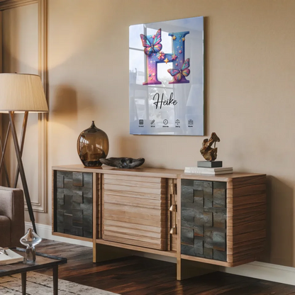 Acrylglas Bild Buchstabe H Anfangsbuchstaben Wasserfarben Stil Hellblau