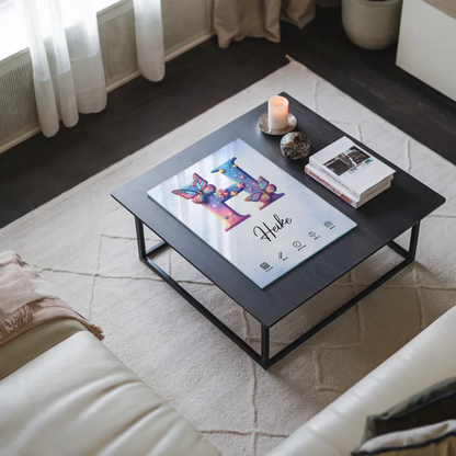 Acrylglas Bild Buchstabe H Anfangsbuchstaben Wasserfarben Stil Hellblau