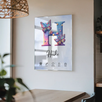 Acrylglas Bild Buchstabe H Anfangsbuchstaben Wasserfarben Stil Hellblau