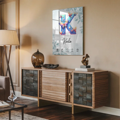Acrylglas Bild Buchstabe K personalisiert Geschenk zur Geburt