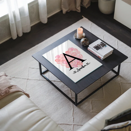 Acrylglas Bild Buchstabe A mit Ballonherzen für jeden Anlass