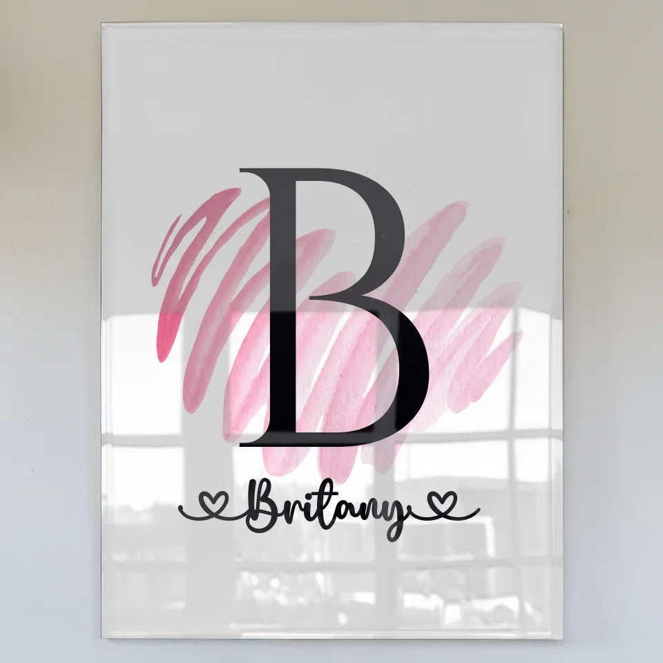 Personalisiertes Buchstaben Acrylglas Bild mit Herz und Buchstabe B