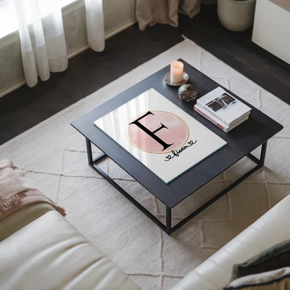 Personalisiertes Buchstaben Acrylglas Bild Buchstabe F Wasserfarbe Rose