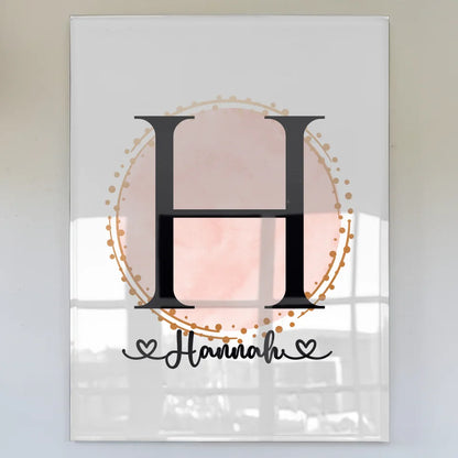 Personalisiertes Acrylglas Bild Buchstaben H Wasserfarbe Kreis Rosa