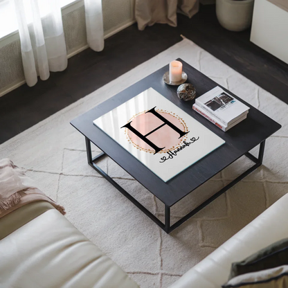 Personalisiertes Acrylglas Bild Buchstaben H Wasserfarbe Kreis Rosa