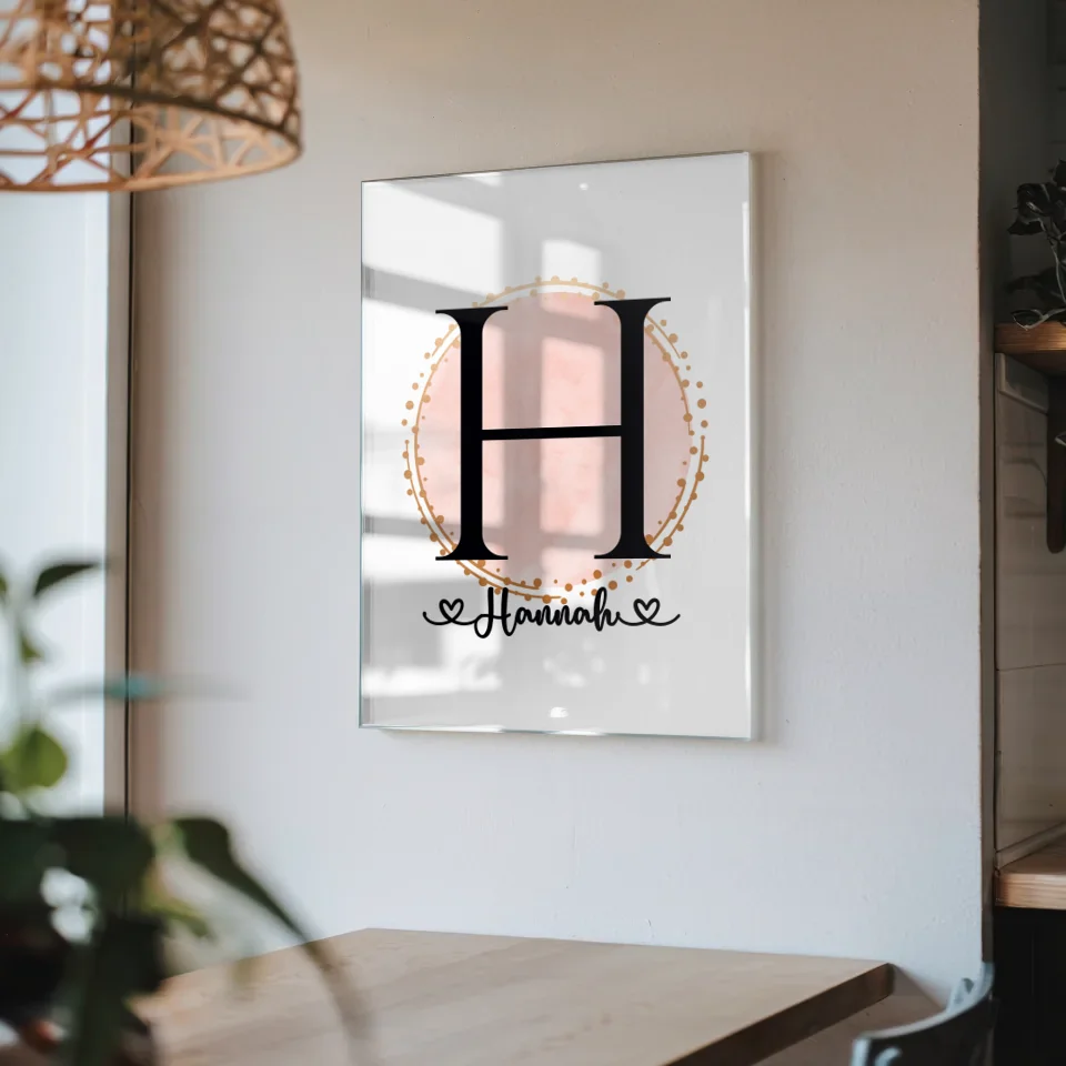 Personalisiertes Acrylglas Bild Buchstaben H Wasserfarbe Kreis Rosa