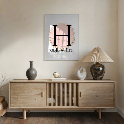 Personalisiertes Acrylglas Bild Buchstaben H Wasserfarbe Kreis Rosa