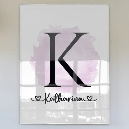 Acrylglas Bild Buchstabe K Pinsel Klecks Pink personalisiert A-Z