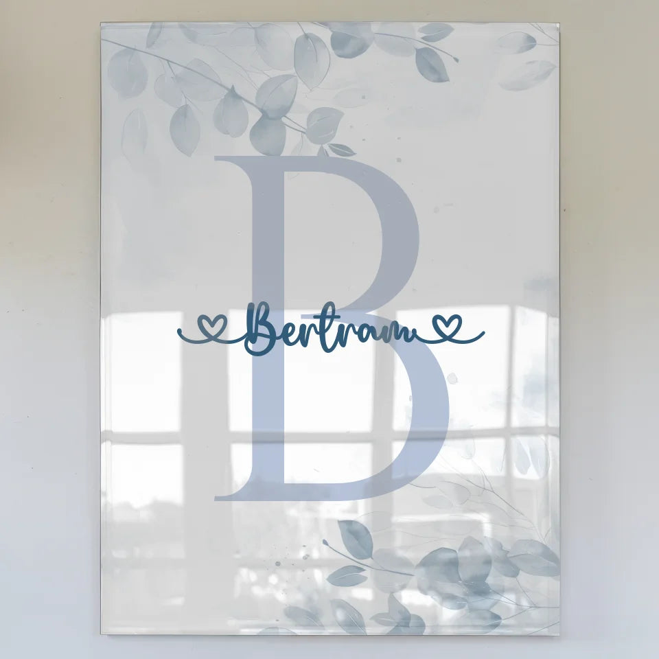 Personalisiertes Acrylglas Bild Buchstabe B Blau Jungen Geschenk