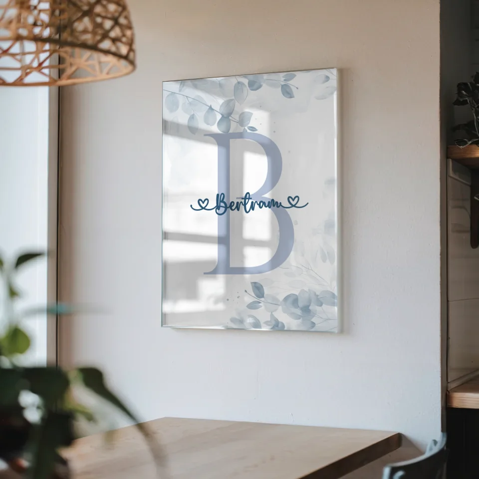 Personalisiertes Acrylglas Bild Buchstabe B Blau Jungen Geschenk