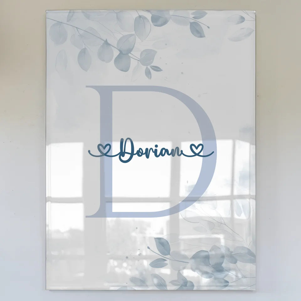 Personalisiertes Acrylglas Bild Anfangsbuchstaben Buchstabe D Blau Jungen