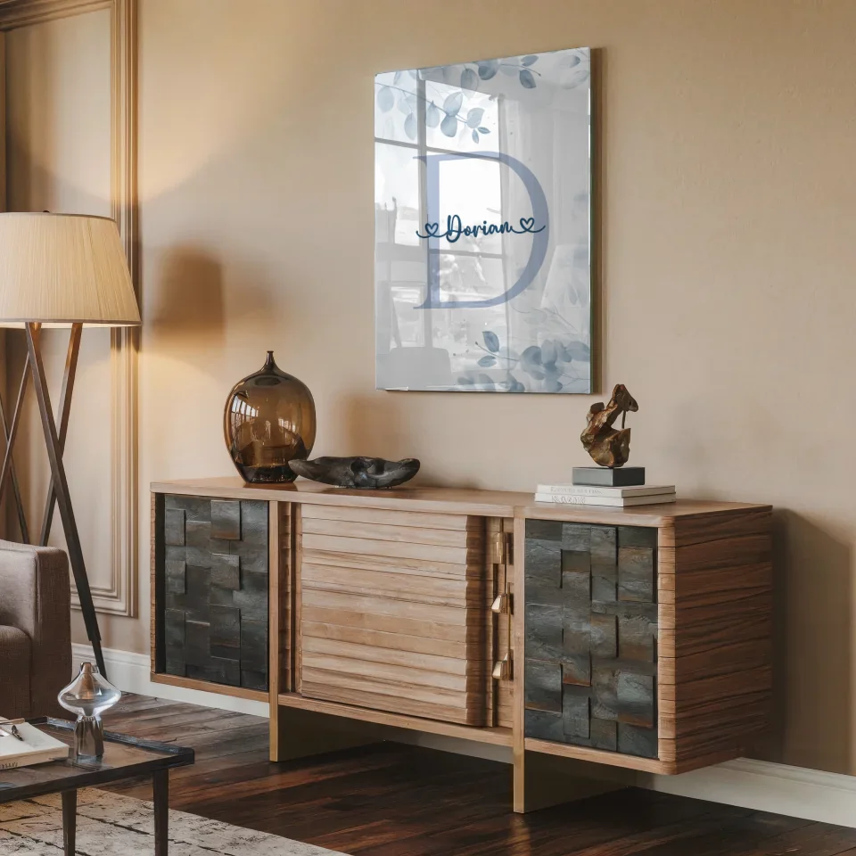 Personalisiertes Acrylglas Bild Anfangsbuchstaben Buchstabe D Blau Jungen