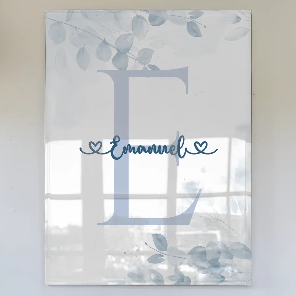 Personalisiertes Acrylglas Bild Anfangsbuchstaben E Blau Jungen