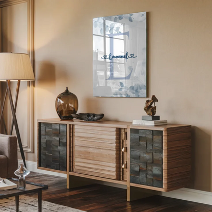 Personalisiertes Acrylglas Bild Anfangsbuchstaben E Blau Jungen