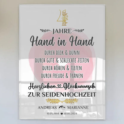 Acrylglas Bild zur Seidenhochzeit 4 Hochzeitstag mit Namen