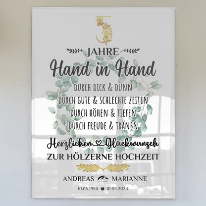 Acrylglas Bild Geschenk 5 Hochzeitstag zur Hölzernen Hochzeit