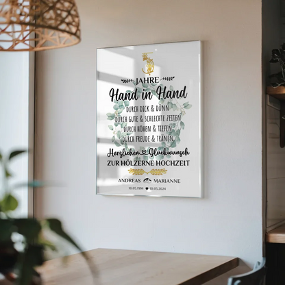 Acrylglas Bild Geschenk 5 Hochzeitstag zur Hölzernen Hochzeit