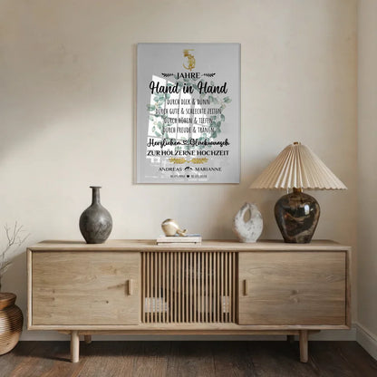 Acrylglas Bild Geschenk 5 Hochzeitstag zur Hölzernen Hochzeit