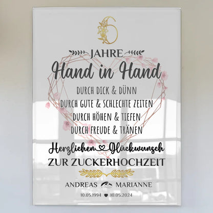 Acrylglas Bild zur Zuckerhochzeit Geschenk 6 Hochzeitstag mit Namen