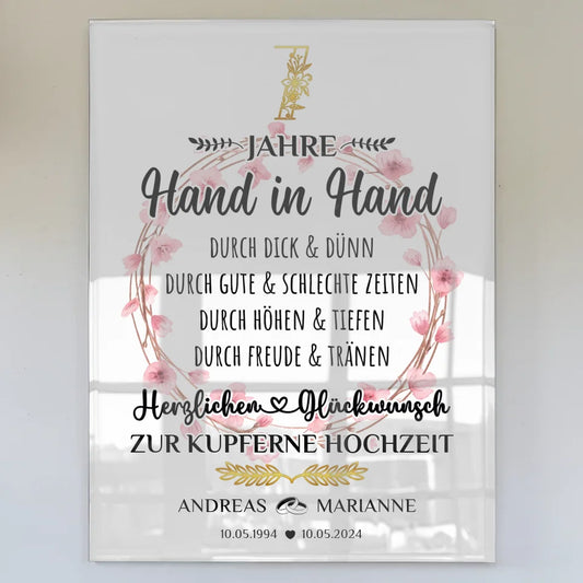 acrylglas bild zur kupfernen hochzeit geschenk 7 hochzeitstag mit namen Poster zum Hochzeitstag zum Hochzeitstag 1