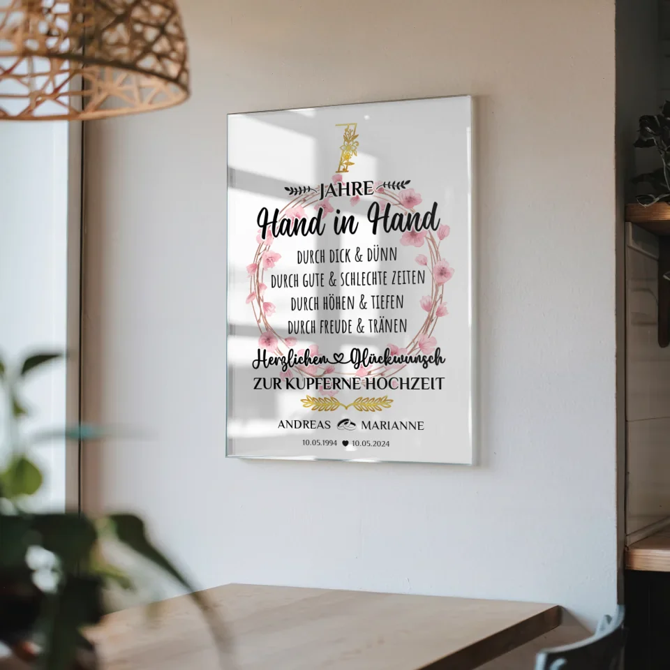 Acrylglas Bild zur Kupfernen Hochzeit Geschenk 7 Hochzeitstag Mit Namen