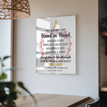 Acrylglas Bild zur Kupfernen Hochzeit Geschenk 7 Hochzeitstag Mit Namen