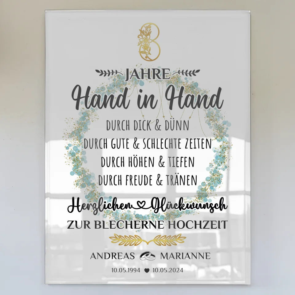 Acrylglas Bild zur Blecherne Hochzeit 8 Hochzeitstag mit Namen