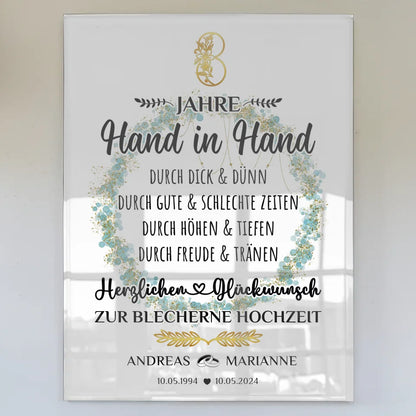 Acrylglas Bild zur Blecherne Hochzeit 8 Hochzeitstag mit Namen