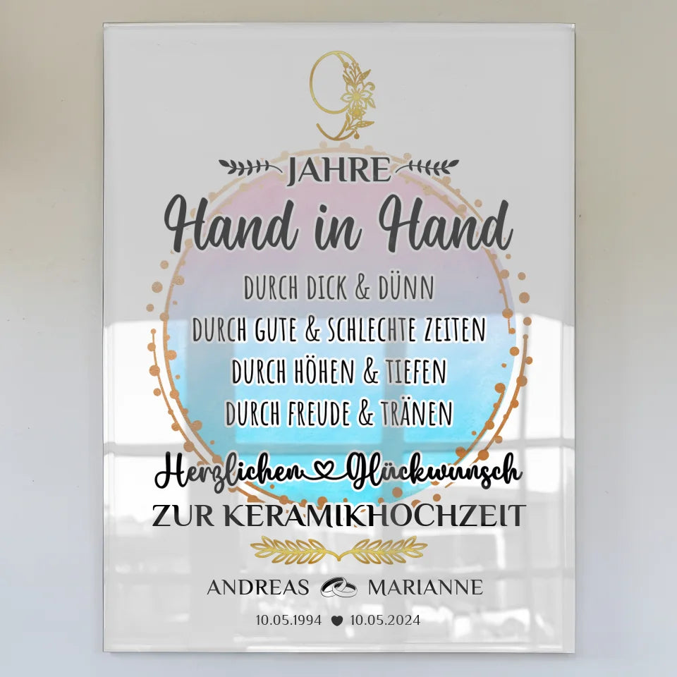 acrylglas bild geschenk 9 hochzeitstag zur keramikhochzeit mit namen Poster zum Hochzeitstag zum Hochzeitstag 1