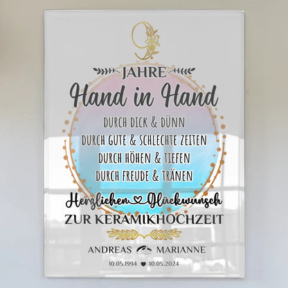 Acrylglas Bild Geschenk 9 Hochzeitstag zur Keramikhochzeit Mit Namen