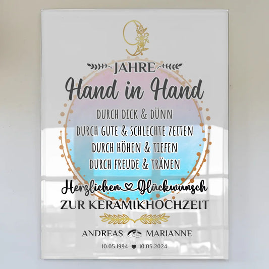 Acrylglas Bild Geschenk 9 Hochzeitstag zur Keramikhochzeit Mit Namen