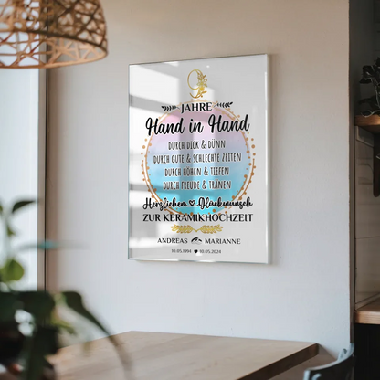 Acrylglas Bild Geschenk 9 Hochzeitstag zur Keramikhochzeit Mit Namen