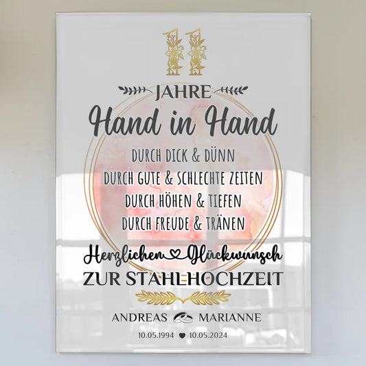 acrylglas bild geschenk 11 hochzeitstag zur stahlhochzeit mit namen Poster zum Hochzeitstag zum Hochzeitstag 1