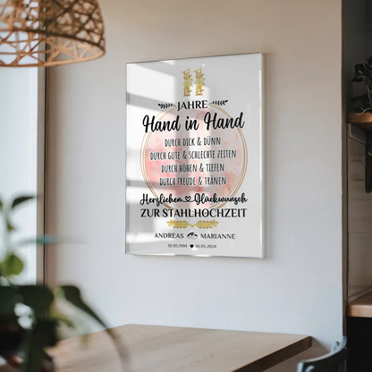 Acrylglas Bild Geschenk 11 Hochzeitstag zur Stahlhochzeit Mit Namen