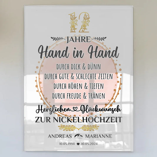 acrylglas bild zur nickelhochzeit geschenk 12 hochzeitstag mit namen Poster zum Hochzeitstag zum Hochzeitstag 1