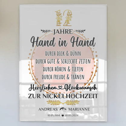 Acrylglas Bild zur Nickelhochzeit Geschenk 12 Hochzeitstag mit Namen