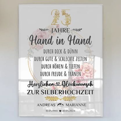 Acrylglas Bild zur Silberhochzeit 25 Hochzeitstag mit Namen