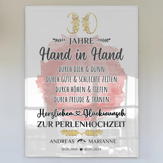 personalisiertes acrylglas bild geschenk 30 hochzeitstag zur perlenhochzeit mit namen Poster zum Hochzeitstag zum Hochzeitstag 1