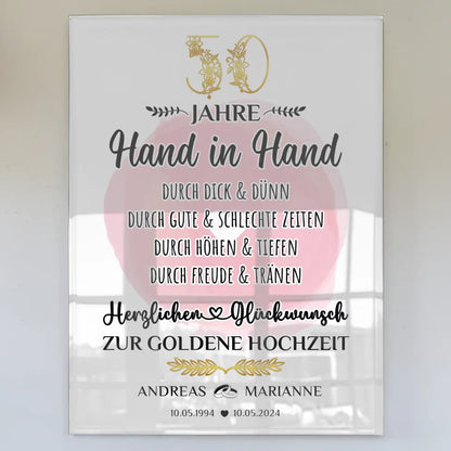 Acrylglas Bild Geschenk zur Goldenen Hochzeit mit Namen 50 Jahre