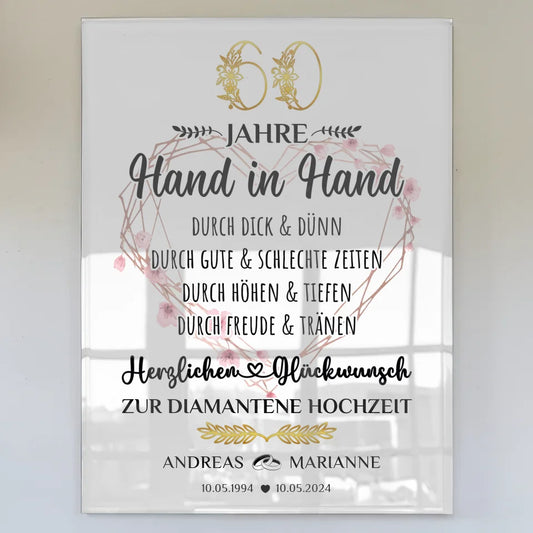 acrylglas bild geschenk 60 hochzeitstag zur diamantene hochzeit mit namen Poster zum Hochzeitstag zum Hochzeitstag 1