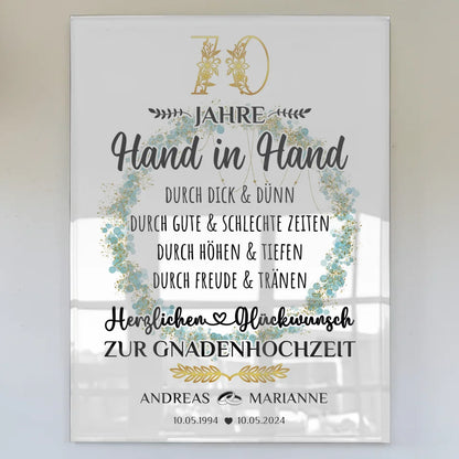 Acrylglas Bild zur Gnadenhochzeit 70 Hochzeitstag mit Namen