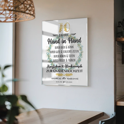 Acrylglas Bild zur Gnadenhochzeit 70 Hochzeitstag mit Namen