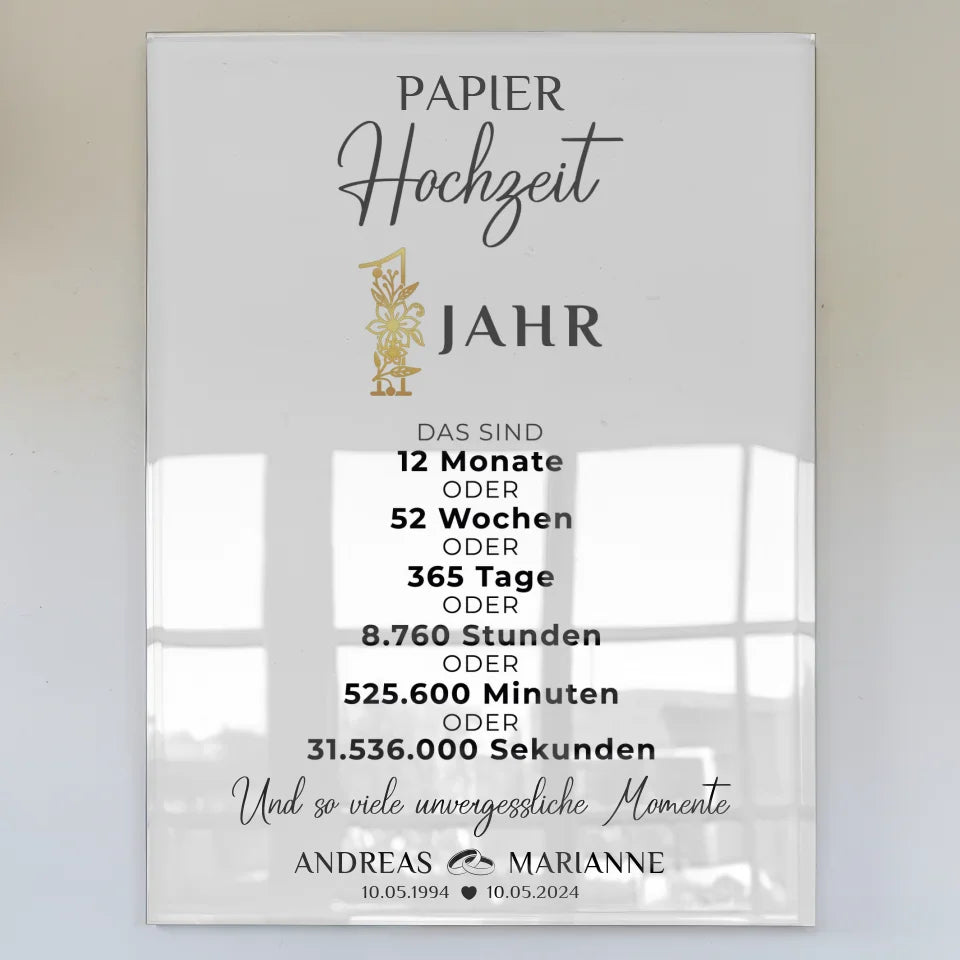 personalisiertes acrylglas bilder geschenk fur 1 hochzeitstag momente namen Poster zum Hochzeitstag zum Hochzeitstag 1